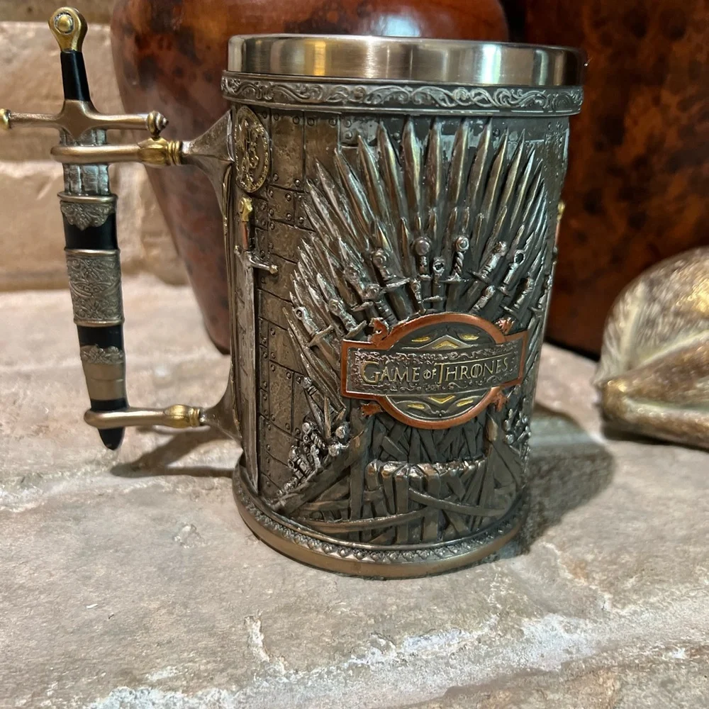 Game of Thrones Iron Throne Logo Sword Tankard Mug EUC
